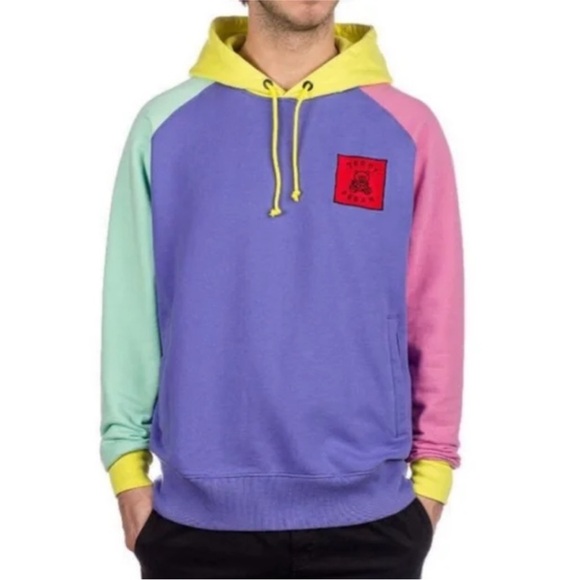 Teddy Fresh Iconic Color Block Hoodie 2.0 Sweatshirt Pastel Size Large - Picture 1 of 8